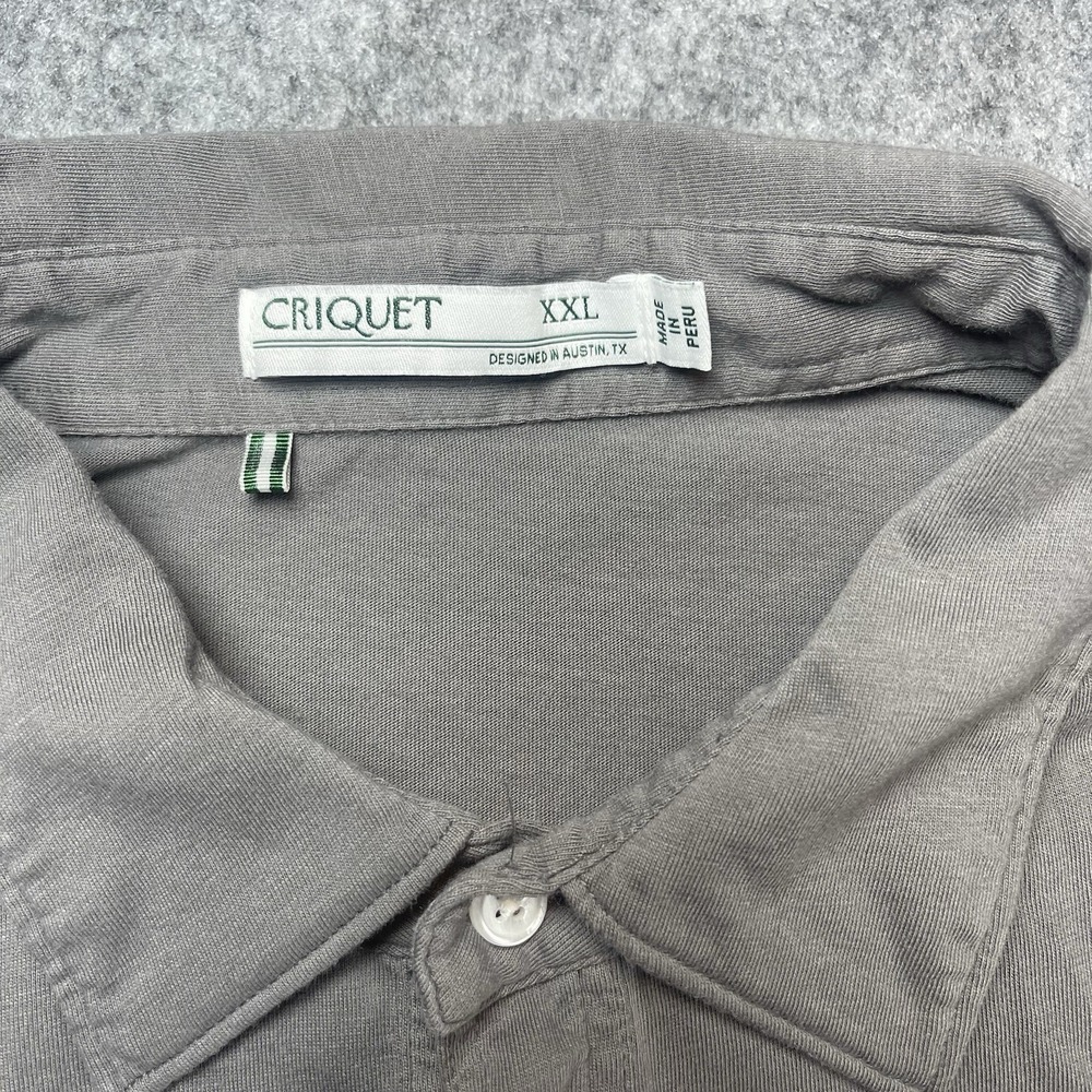 Criquet Polo Shirt Mens 2XL Gray 4 Button Up Elijah Craig Bourbon Logo Pocket - Picture 3 of 8